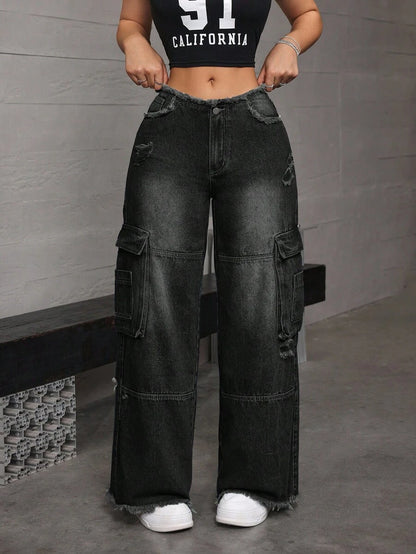 Hadia Ripped Cargo Jeans